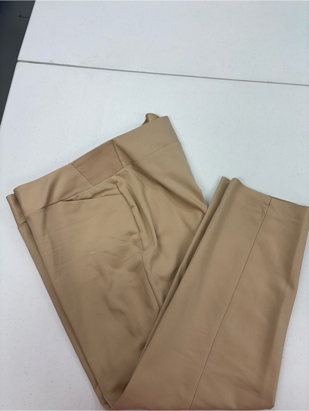 INVESTMENTS ELASTIC WAIST PULL ON PANTS SLACKS WOMEN 14  TAN COLOR